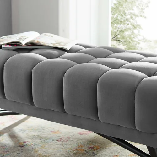 Vista 7 de Modway Adept - Banco de terciopelo de rendimiento de 47.5 pulgadas, color gris