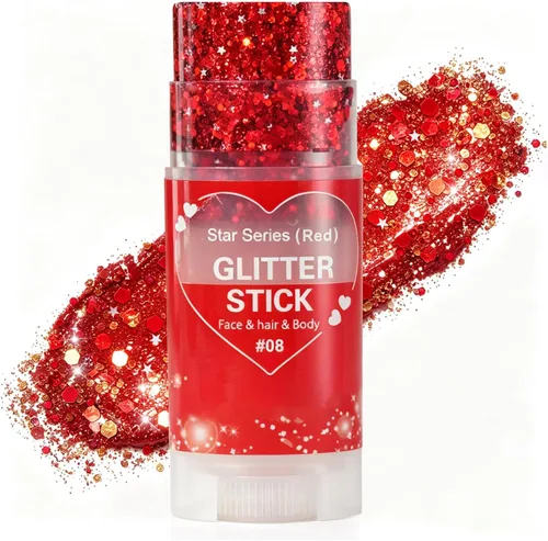 Vista 12 de Go Ho Patriotic Body Glitter Stick, accesorios del 4 de julio, rojo, blanco
