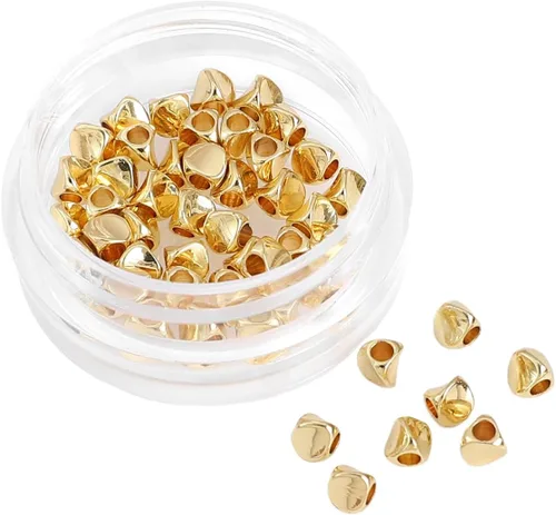 Vista 33 de BEADIA Cuentas espaciadoras triangulares chapadas en oro de 14 quilates, 0.098 x 0.059 in, 50 unidades para hacer joyas, no se deslustran
