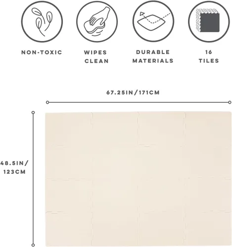Vista 2 de 3 Sprouts Tapete de juego de espuma para bebé, azulejos de espuma suave para niños con alfombrillas de rompecabezas entrelazadas para sala