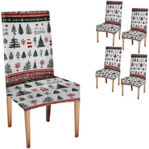 Vista 97 de CAPSCEOLL Christmas Dining Chair Covers,Snowflakes Festive Winter Pattern Stretch Chair Covers for Dining Room Set of 2 Washable Spandex Parson