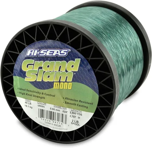 Vista 44 de HI-SEAS Grand Slam - Sedal de pesca de monofilamento, fuerte y resistente a la abrasión, en agua dulce y salada transparente, rosa, verde, azul