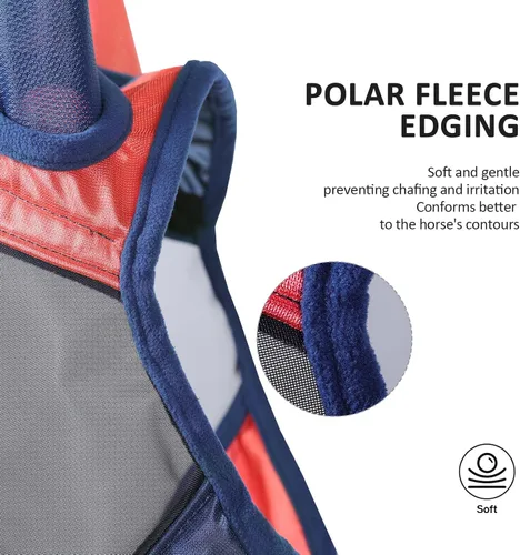 Vista 101 de Harrison Howard Máscara de mosca de caballo luminosa profesional estándar con orejas protección UV para caballo, azul y plateado, pequeño poni Azul