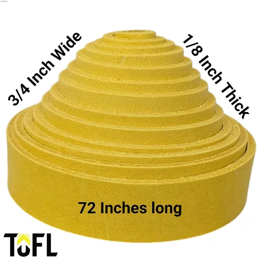 Vista 3 de TOFL Correa de cuero genuino de grano superior 72 pulgadas de largo 3/4 pulgadas de ancho Amarillo