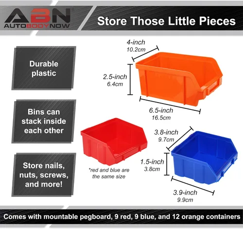Vista 2 de ABN Organizador de clavos y tornillos para montar en la pared, 30 piezas pequeñas organizador para almacenamiento en tienda y garaje