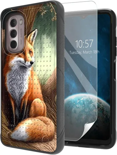 Vista 29 de Funda para Moto G Stylus 5G 2021 con protector de pantalla, a prueba de golpes, 2 en 1, parte trasera duradera de policarbonato duro texturizado