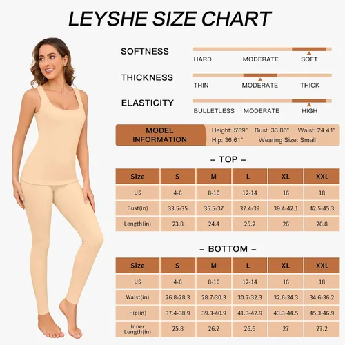 Vista 6 de Conjuntos de ropa interior térmica para mujer, pantalones largos de forro polar, capa base térmica, para clima frío, conjunto de camiseta e inferior
