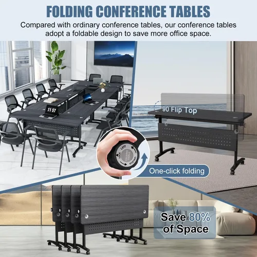 Vista 4 de 4 Pack Folding Conference Tables,47.2" Mobile Training Tables Morandi