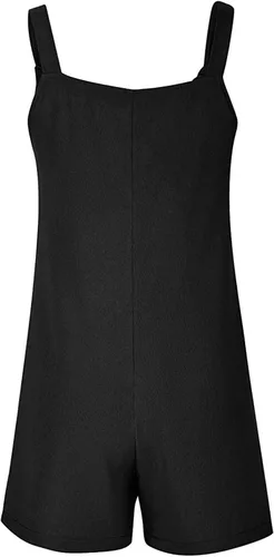 Vista 3 de Overol casual de verano para mujer, con cuello redondo, color liso, con bolsillos