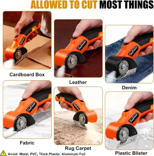 Vista 5 de Cortador de cartón eléctrico – ancho 1.3 pulgadas, longitud 9.06 pulgadas – Tijeras de cartón recargables adecuadas para parper, caja, cuero, tela