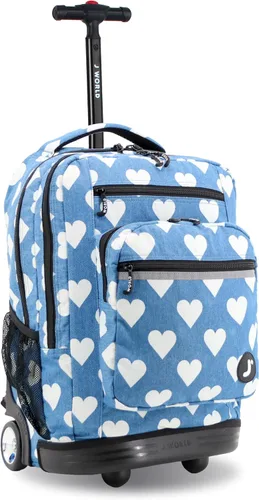 Vista 18 de J World Sundance Mochila Rodante para Laptop para Niñas y Niños. Mochila Escolar con Ruedas, Rombos negro, 20 pulgadas