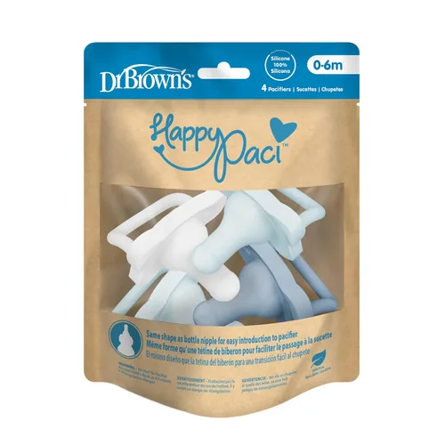 Vista 9 de Dr. Brown's HappyPaci - Chupón de silicona, azul y blanco, 0.0-19.7 ft, paquete de 4