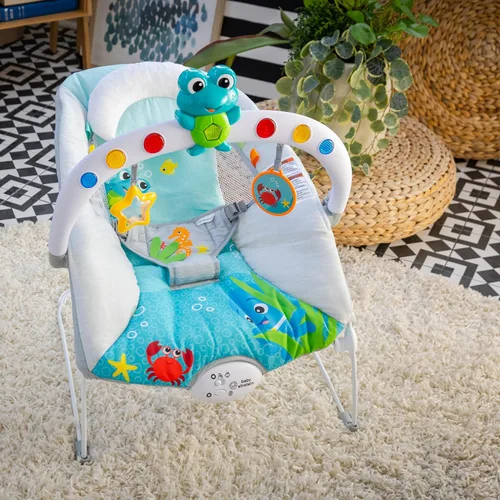 Vista 15 de Baby Einstein Ocean Explorers Asiento Saltarín Musical para Bebés, Kick to It Neptune, Unisex, para Edades de 0-6 Meses hasta 20 libras