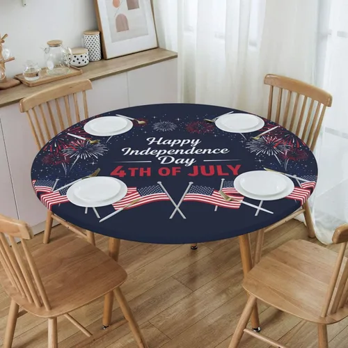 Vista 34 de Decorative Round Tablecloth Fitted Elastic 26" - 30" Butterfly Waterproof Table Cloth Cover Stretch Table Pad Cover for Parties Weddings Banquet