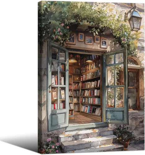 Vista 9 de Haitunone Arte de Pared de Lectura Femenina Victoriana Academia Oscura Libros Melancólicos Póster Pintura al Óleo Antigua Impresiones en Lienzo