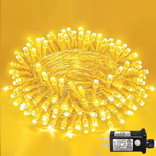 Vista 14 de Guirnalda de 120 luces LED rojas impermeables para exteriores, luces de Navidad rojas de 40 pies, 8 modos, cable transparente, guirnalda de luces