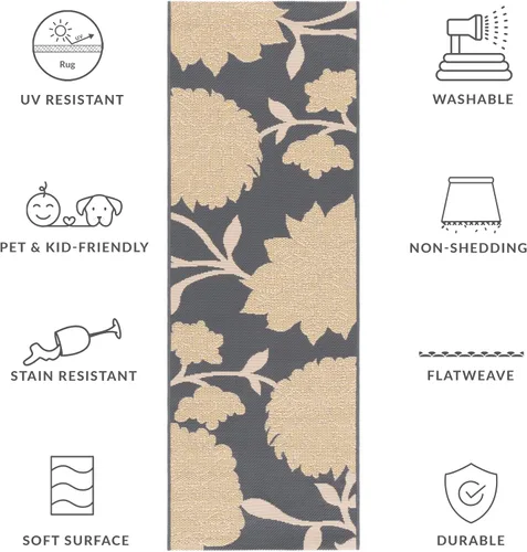 Vista 8 de SAFAVIEH Courtyard Collection CY7321 - Alfombra decorativa para interiores y exteriores, impermeable, fácil de limpiar, 2 pies 3 pulgadas x 6 pies 7
