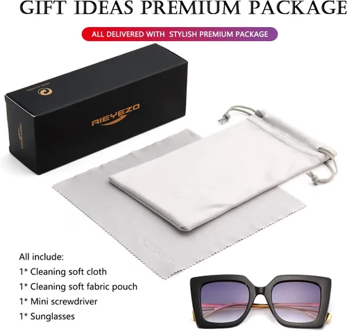 Vista 7 de AIEYEZO Gafas de sol de moda para mujer, gafas de sol de marco cuadrado de moda con protección UV400
