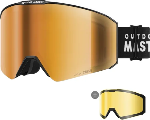 Vista 13 de OutdoorMaster - Gafas de esquí Falcon con lente de ZEISS, gafas de snowboard OTG antiempañamiento, lente intercambiable magnética, gafas de nieve