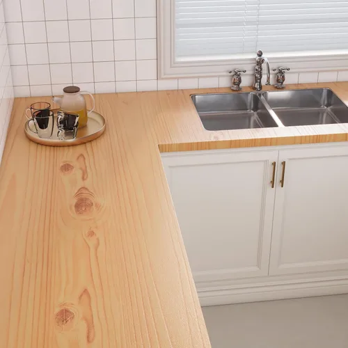 Vista 3 de VEELIKE Papel de contacto de madera de pino marrón de 15.7 x 118 pulgadas, papel de contacto de grano de madera de grano de madera para encimeras