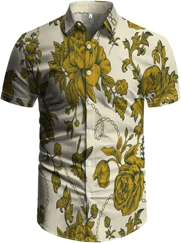Vista 28 de RPOVIG Conjunto de playa a juego con camisas y pantalones cortos para hombre, ropa floral hawaiana para festival, conjuntos de 2 piezas con sombrero