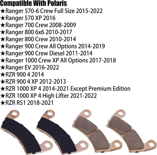 Vista 4 de Pastillas de freno sinterizadas delanteras y traseras para Polaris RZR 900 1000 4 XP RS1, Ranger 570 700 800 900 1000 EV Crew Diesel 6X6, reemplazo
