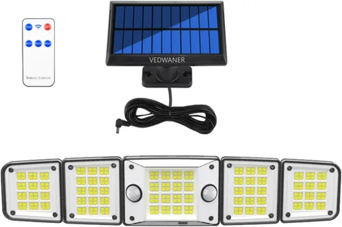 Vista 10 de Luces solares para exteriores con sensor dual, 6500K 3800LM 240° sensor de movimiento dual luces para exteriores, luz de pared de inundación