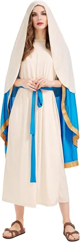 Vista 6 de Disfraz de María para mujer, disfraz de Virgen María para adultos, traje bíblico cristiano de Jesús, Pascua, Santa María, Cosplay