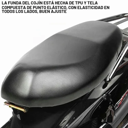Vista 6 de Funda universal para asiento de motocicleta con elástico, cuero PU transpirable, funda impermeable para asiento para la mayoría de asientos de Negro