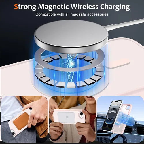 Vista 1059 de Anuck - Funda magnética para iPhone 11 compatible con MagSafe, carcasa trasera mate translúcida dura, borde de TPU, delgada, resistente a impactos