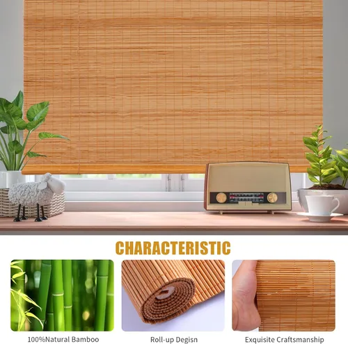 Vista 7 de Persianas de bambú para ventanas, persianas de bambú para patio al aire libre, tamaño personalizado, protección de privacidad, fácil instalación