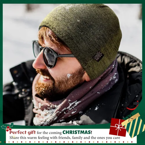 Vista 6 de Lvaiz - Gorro de invierno con forro polar para hombre, reversible, resistente al viento, cálido, para mujer