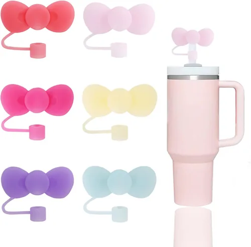 Vista 15 de 8 fundas de popote compatibles con vasos Stanley de 30 y 40 onzas, protectores de tapas reutilizables con puntas de silicona para vasos de 0.4