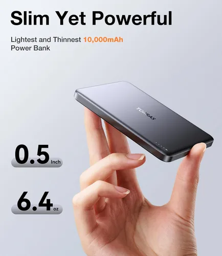 Vista 2 de TORRAS Banco de energía minimag de 10,000 mAh y bloque de cargador USB C de doble puerto