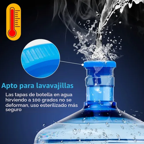 Vista 2 de Jell-Cell Tapa reutilizable para jarra de agua de 5 galones, tapas de botellas de agua para botellas de 2.165 in, tapas de silicona antiderrames