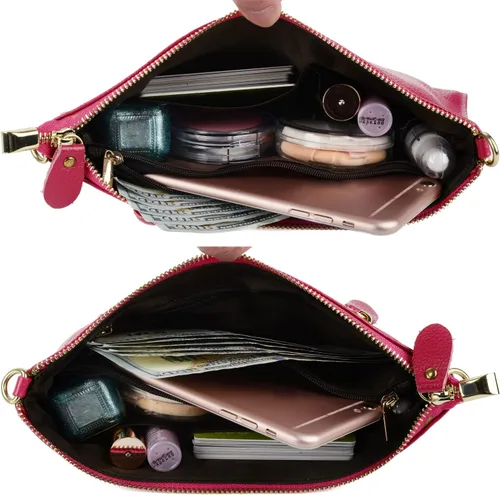 Vista 4 de YALUXE Genuine Leather Wristlet Handbags Purses Cell Phone Pocket Clutch Wallet Crossbody Bags for Women