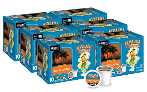 Vista 42 de Kauai Coffee Cápsulas K-Cup para cafeteras Keurig, café arábica, 10% hawaiano, tostado medio, aroma brillante con notas florales, descafeinado, 1