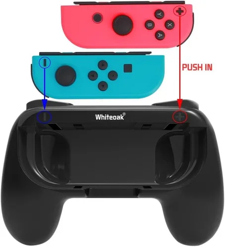 Vista 2 de Whiteoak Joy-Con Grip, versión mejorada Kit de agarre Joy-con mango resistente al desgaste para Nintendo Switch, paquete de 2 (negro)