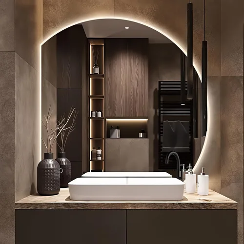 Vista 8 de Niccy Espejo LED de baño, 32"x20" pulgadas, rectangular, espejos de tocador para montar en la pared, con marco de metal, espejo inteligente