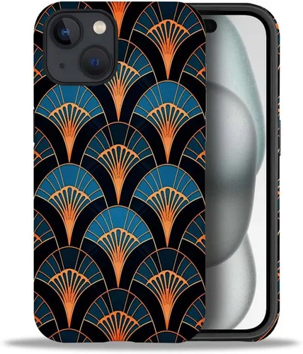 Vista 9 de CARLOCA Compatible con iPhone 12, Funda de Art Deco con patrón, TPU suave + PC duro 2 en 1, Funda protectora única con patrón, antiarañazos, TPU