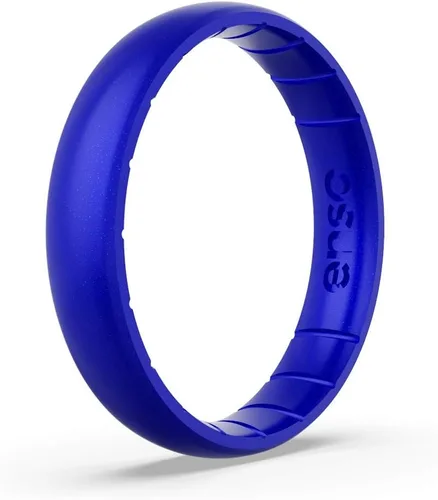 Vista 17 de Anillo de silicona fino con piedra de nacimiento de Enso – Unisex, para boda y compromiso – Banda transpirable cómoda – 4.3mm (0.17 pulgadas)