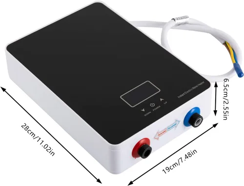 Vista 7 de Calentador de agua sin tanque, calentador de agua eléctrico de 6000 W con pantalla LED, calentador de agua caliente instantáneo de 110 V bajo