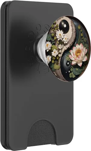 Vista 7 de Estanque de flores de loto Yin Yang PopSockets intercambiables PopGrip