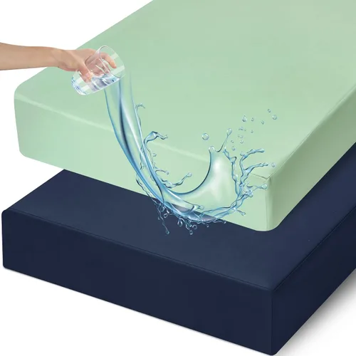 Vista 11 de David's Kids Juego de 2 sábanas ajustadas impermeables para cuna, protector ultra suave y transpirable para colchón de cuna para niños y niñas