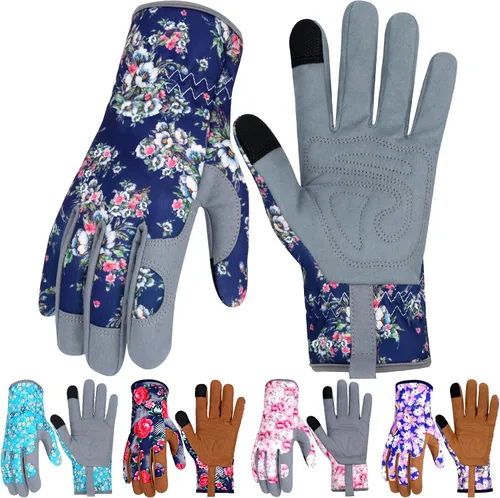 Vista 43 de Guantes de Jardinería de Cuero MERTURN para Mujeres, Guantes de Jardín a Prueba de Espinas, Guantes de Trabajo Compatibles con Pantalla Táctil