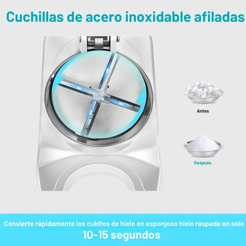 Vista 5 de Máquina de afeitar de hielo eléctrica, 4 cuchillas y 210 libras/hora, trituradora de hielo de 300 W para uso doméstico y comercial Máquina