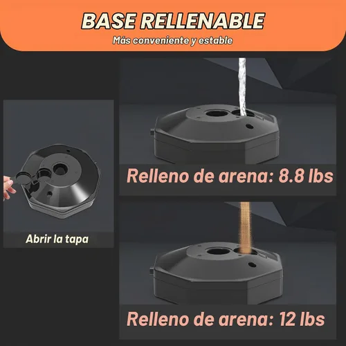 Vista 2 de Paquete de 6 Conos de Poste Delineador de Tráfico con Base Rellenable, Barrera de Seguridad Ajustable de Plástico para Control de Multitudes