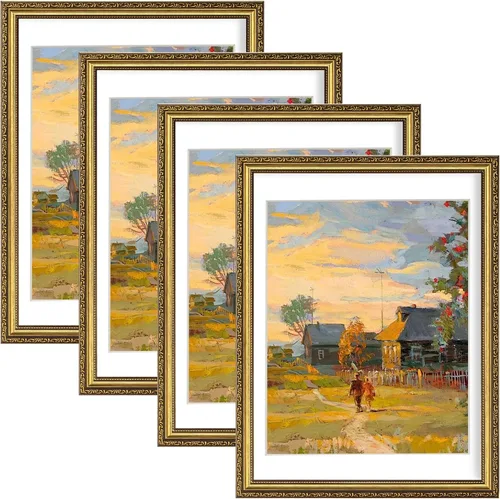 Vista 48 de eletecpro 8x10 Vintage Picture Frame, Glass Cover, Gold, 4-Pack Dorado