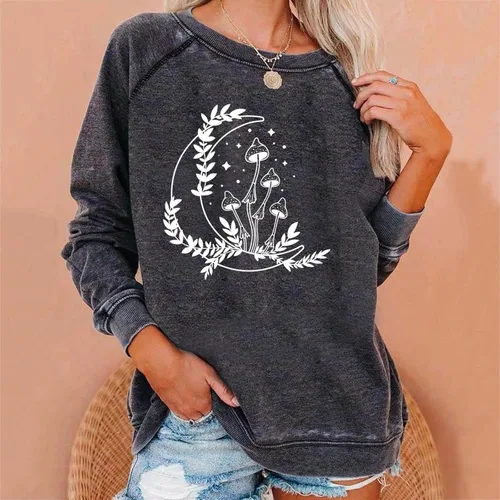 Vista 2 de Sudaderas de Navidad de Halloween para mujer con cordón casual holgada sudadera con capucha de punto flameado