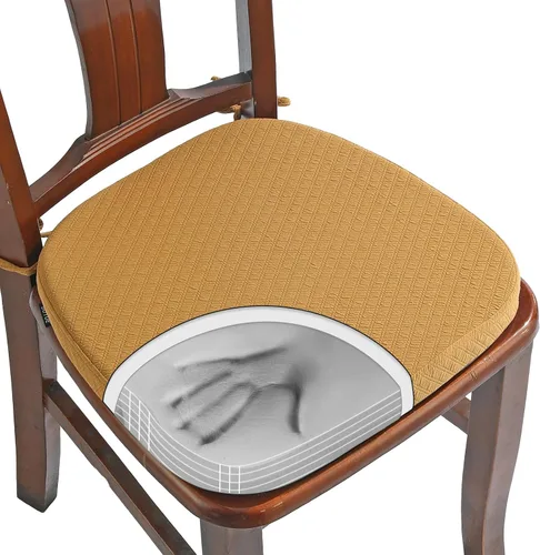 Vista 25 de BUYUE Cojín de Lujo de Espuma Viscoelástica 100% Pura para Silla 1 Paquete, Jacquard 16" Forma de U Cómodo Cojín para Silla de Comedor, Cojín